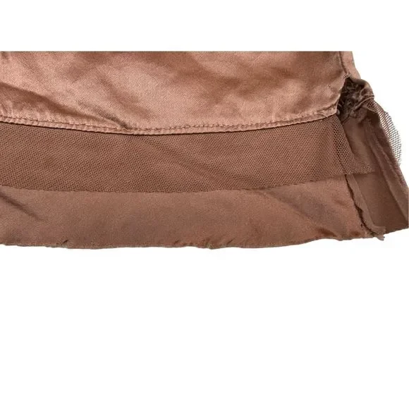 Abercrombie & Fitch 100% Silk Mesh Trim Satin Cami Tank Top Pink Y2K V-Neck VTG - Picture 7 of 7